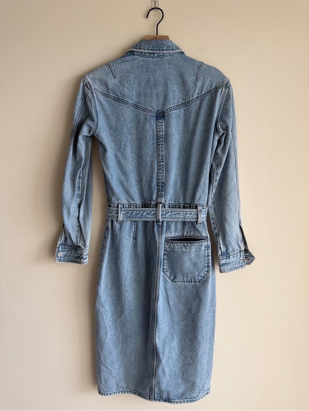 Rag & Bone Mia Denim Shirt Dress XS Clean Lou Belted Snap Front Midi 100% Cotton - Picture 5 of 12